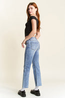 (OPEN PACK) High Rise Classic Straight Jeans with Raw Hem WEP3588