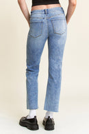 (OPEN PACK) High Rise Classic Straight Jeans with Raw Hem WEP3588