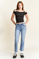 (OPEN PACK) High Rise Classic Straight Jeans with Raw Hem WEP3588