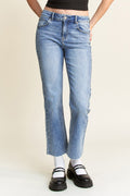 (OPEN PACK) High Rise Classic Straight Jeans with Raw Hem WEP3588