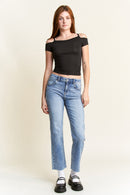 (OPEN PACK) High Rise Classic Straight Jeans with Raw Hem WEP3588