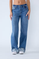 (OPEN PACK) Low Waist Cuffed Baggy Wide Leg Jeans WEP3594