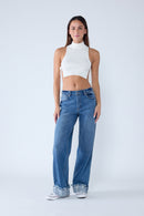 (OPEN PACK) Low Waist Cuffed Baggy Wide Leg Jeans WEP3594