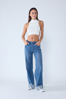 (OPEN PACK) Low Waist Cuffed Baggy Wide Leg Jeans WEP3594