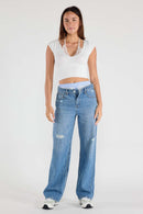 (OPEN PACK) Low Waist Relaxed Straight Jeans With Tie Wash WEP3617