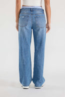 (OPEN PACK) Low Waist Relaxed Straight Jeans With Tie Wash WEP3617