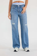 (OPEN PACK) Low Waist Relaxed Straight Jeans With Tie Wash WEP3617
