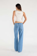 (OPEN PACK) Baggy Wide Jeans with Waist Band String WEP3618