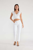 (OPEN PACK) High Rise Basic White Straight Jeans WEP3624