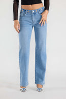 (OPEN PACK) Eyelet Waist Band Straight Jeans WEP3652
