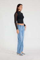 (OPEN PACK) Eyelet Waist Band Straight Jeans WEP3652