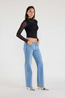 (OPEN PACK) Eyelet Waist Band Straight Jeans WEP3652