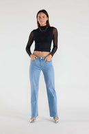(OPEN PACK) Eyelet Waist Band Straight Jeans WEP3652
