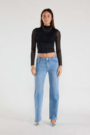 (OPEN PACK) Eyelet Waist Band Straight Jeans WEP3652