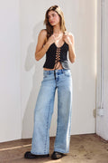 (OPEN PACK) Low Waist Acid Washed Baggy Wide Leg Jeans WEP3658