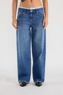 (OPEN PACK) Low Waist Baggy Wide Jeans with Waist Band Lace WEP3665