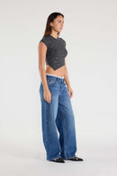 (OPEN PACK) Low Waist Baggy Wide Jeans with Waist Band Lace WEP3665