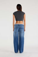 (OPEN PACK) Low Waist Baggy Wide Jeans with Waist Band Lace WEP3665