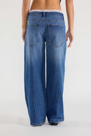 (OPEN PACK) Low Waist Baggy Wide Jeans with Waist Band Lace WEP3665