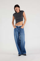 (OPEN PACK) Low Waist Baggy Wide Jeans with Waist Band Lace WEP3665