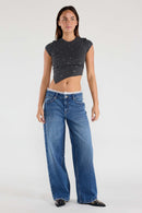 (OPEN PACK) Low Waist Baggy Wide Jeans with Waist Band Lace WEP3665