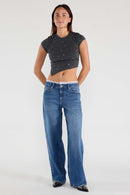 (OPEN PACK) Low Waist Baggy Wide Jeans with Waist Band Lace WEP3665