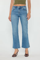 (OPEN PACK) High Rise Relaxed Crop Bootcut Jeans with Side Cut-out hole Detail WEP3671