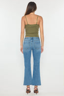 (OPEN PACK) High Rise Relaxed Crop Bootcut Jeans with Side Cut-out hole Detail WEP3671