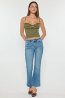 (OPEN PACK) High Rise Relaxed Crop Bootcut Jeans with Side Cut-out hole Detail WEP3671