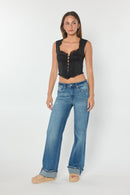(OPEN PACK) Mid Waist baggy Wide with Wide Cuffed Hem WEP3683