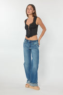 (OPEN PACK) Mid Waist baggy Wide with Wide Cuffed Hem WEP3683