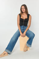 (OPEN PACK) Mid Waist baggy Wide with Wide Cuffed Hem WEP3683