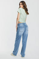 (OPEN PACK) Mid Waist Loose Straight Jeans WEP3706