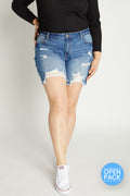 (OPEN PACK) Plus size Destructed Bermuda Denim Shorts WESP3399XL