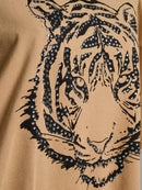 WOMEN'S SHORT SLEEVE STUDS GRAPHIC DETAILED OVERSIZED TOP