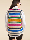 WOMEN'S SLEEVELESS V-NECK COLORBLOCK KNITTED VEST