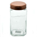 Bonita Home  Glass Jar Square with Copper Lid, 2100ml, 71 oz, 9"