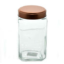 Bonita Home Glass Jar Square with Copper Lid 1650ml 56 oz - 7.25 in