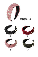 Fabric Twist Pearl Headband HB809-3 (12PC)