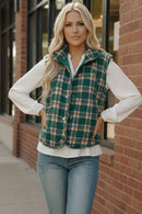Put Together Evergreen Plaid Quilted Puffer Vest (Open Pack)