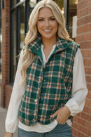 Put Together Evergreen Plaid Quilted Puffer Vest (Open Pack)