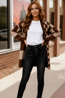 The Café Mocha Check Cardigan (Open Pack)
