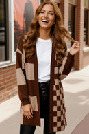 The Café Mocha Check Cardigan (Open Pack)
