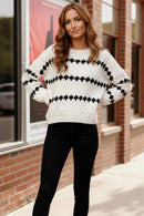 Snowfall Diamonds Black and White Sweater (Open Pack)