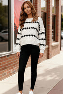 Snowfall Diamonds Black and White Sweater (Open Pack)