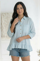 Pretty Please Blue Peplum Blouse (Open Pack)
