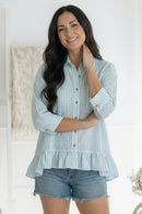 Pretty Please Blue Peplum Blouse (Open Pack)