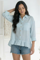 Pretty Please Blue Peplum Blouse (Open Pack)