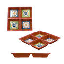 Home Essential Melamine 4-Section Talavera Tray 8.64in