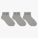 STORYi Men's Ribbed Ankle Socks ? 3 Pairs (One Size Fits Most for Men, Grey) HO028530